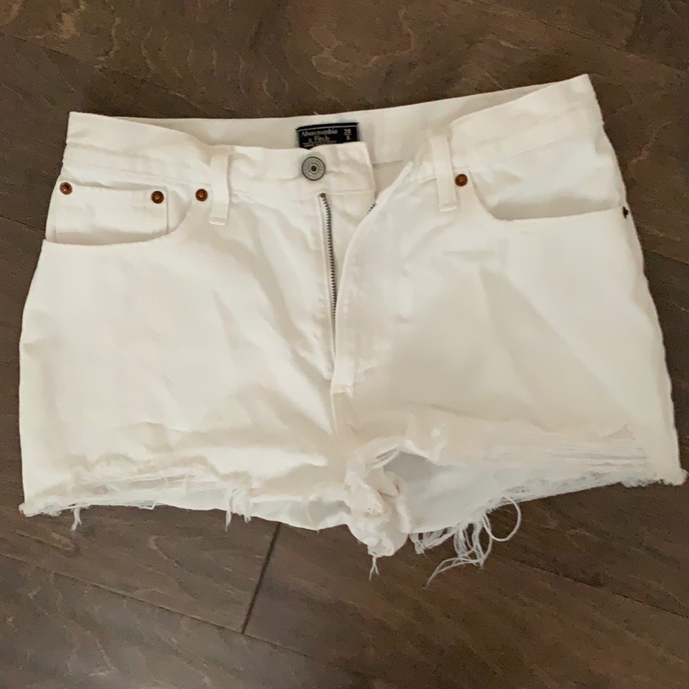 Abercrombie white distressed denim